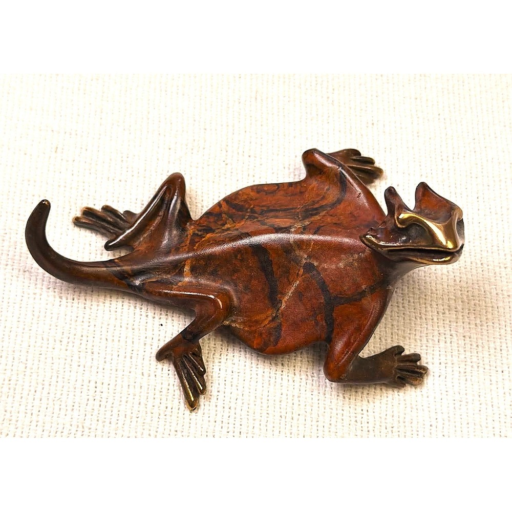 Michael Storey Bronze Lizard Sculpture Figurine Marbled Patina Art Deco